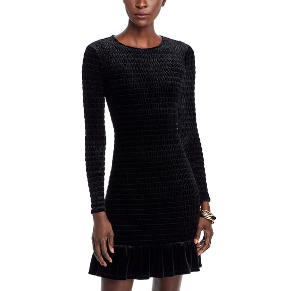 Michael Kors Dresses & Skirts - MICHAEL Michael Kors Women Velvet Smocked Ruffled Mini Dress Black Size M